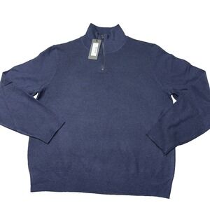 Slate & Stone Men's Size Med Navy Blue Long Sleeve 1/4 Zip Cotton Sweatshirt NWT